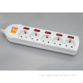 5-Outlet German Power Strip with Individual Switches